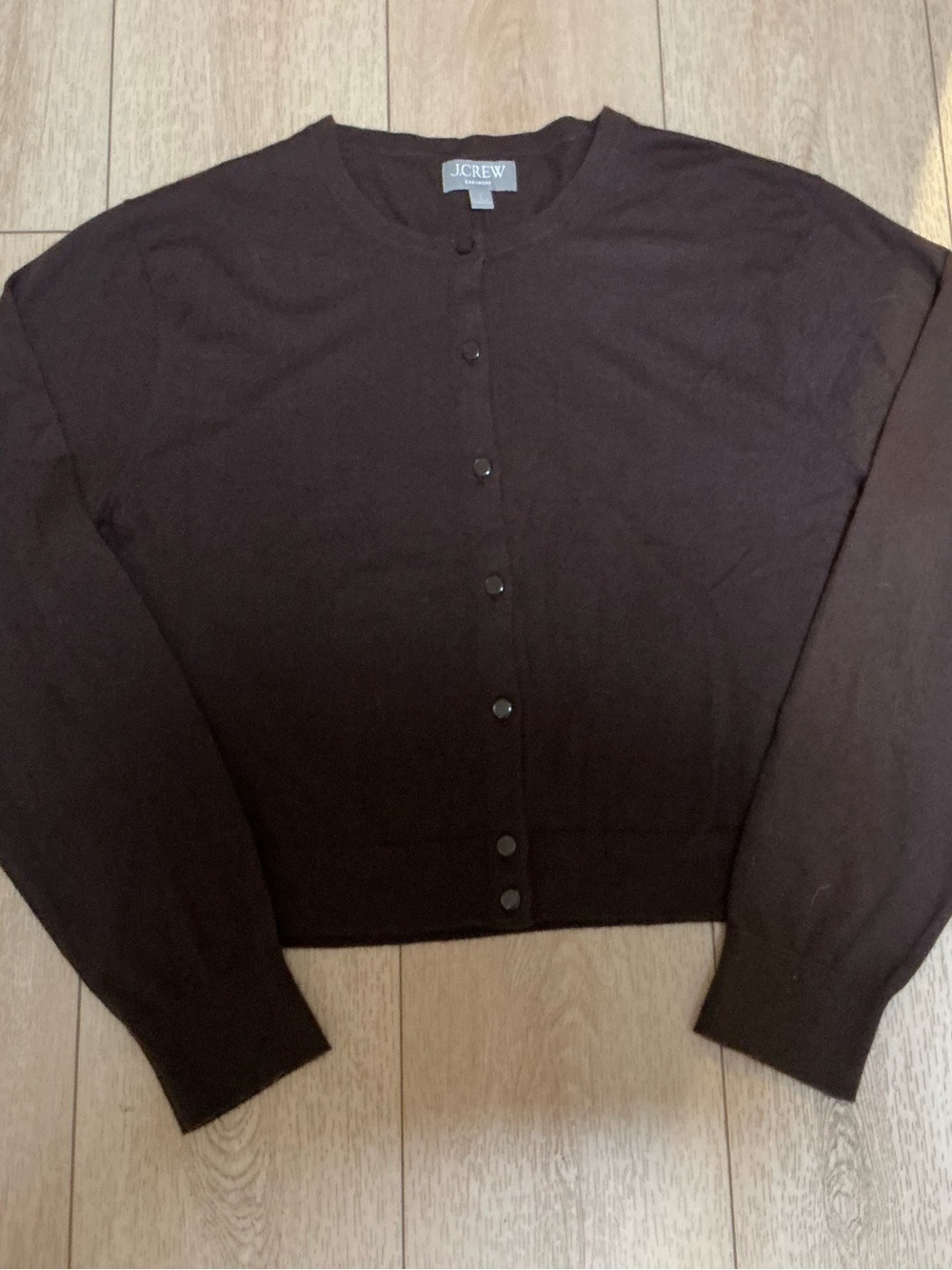 J. Crew Women’s Chocolate Brown 100% Cashmere Cardigan Sweater L - Picture 2 of 7